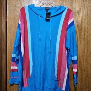 Torrid Blue and Pink Striped Hoodie